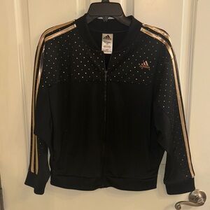 Adidas Women's Black Bomber Jacket with Gold Details
